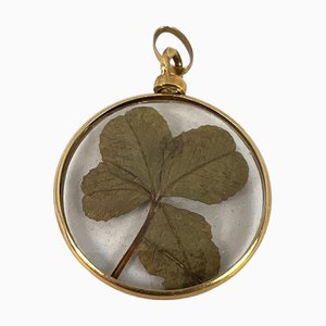 Vintage French 18k Yellow Gold Good Luck Pendant, 1940s