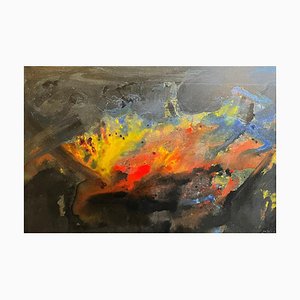 Jos De Cock, Night's Glimmer, Oil on Canvas, 1963