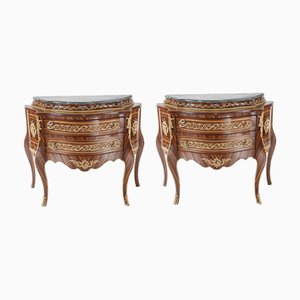 French Bombe Commodes, Set of 2