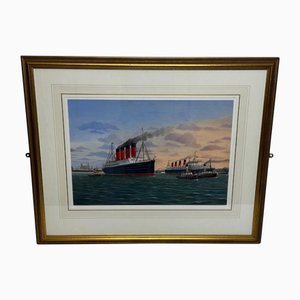 Dennis Green, Sisters of the Mersey RMS Lusitania & RMS Mauretania, 2015, Gouache