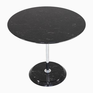 Table Basse Ronde en Marbre Marquinia Noir, 1970s