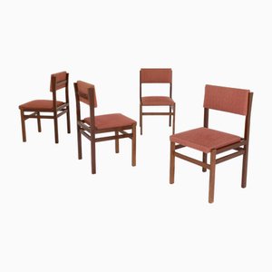Chaises Vintage en Bois et Tissu, Italie, 1970s, Set de 4