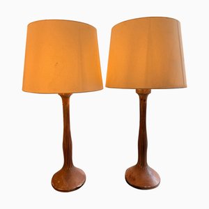 Lampes de Bureau en Chêne, France, 19ème Siècle, Set de 2