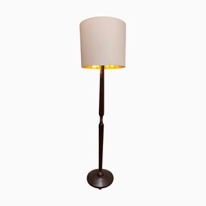 Lampadaire Vintage en Bois et Laiton, Italie, 1950s
