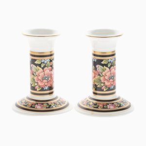 Floral Patterned Porcelain Candlesticks from Wedgwood, Set of 2