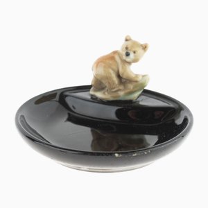 Mid-Century Glazed Ceramic Bear Cub Ashtray from Wade