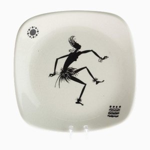 Piatto Art Déco in ceramica con ballerina di Wade