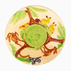 Art Deco Hand-Painted Majolica Ceramic Bunny Bowl from Wade