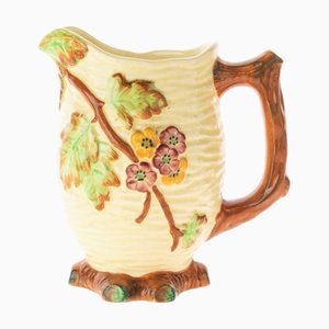 Pichet Floral Mid-Century en Céramique Peint à la Main de Staffordshire