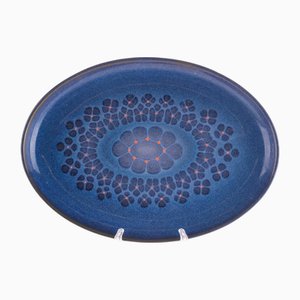 Piatto ovale Mid-Century in gres blu notte di Denby