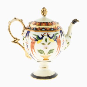 Japanese Art Deco Hand-Painted Gilt Porcelain Teapot with Birds from Noritake