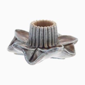 Mid-Century Glazed Ceramic Lotus Candleholder from Wade
