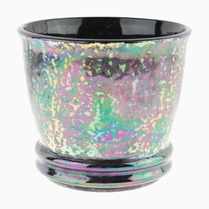 Mid Century Iridescent Ceramic Majolic Planter or Vase from Sylvac