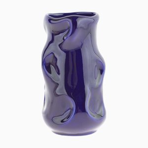 Vase Mid-Century en Céramique Vernie Bleue de SylvaC
