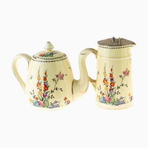 Art Deco Floral Porcelain Tankard and Teapot from Royal Staffordshire, Set of 2