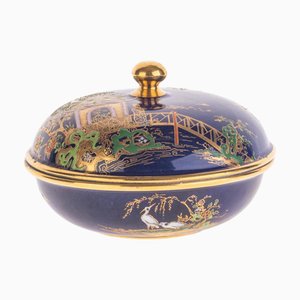 Chinese Pagoda Pattern Enamel and Porcelain Lidded Bowl from Carlton Ware