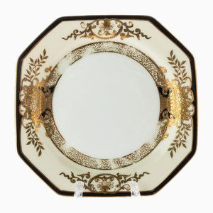 Piatto Art Déco in porcellana dorata di Noritake, Giappone