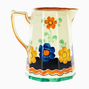 Antique English Hand-Painted Floral Ceramic Jug from Wade