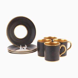 Tazze da caffè e piattini in porcellana dorata di Allertons, set di 8