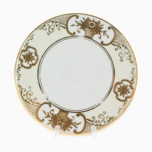 Piatto Art Déco in porcellana dorata di Noritake, Giappone