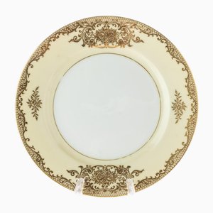 Piatto Art Déco in porcellana dorata di Noritake, Giappone