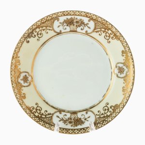Piatto Art Déco in ceramica dorata di Noritake, Giappone