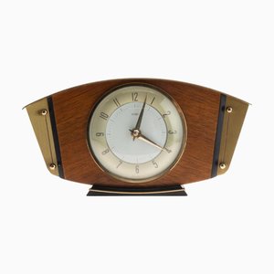 Mid-Century Teak and Brass Mantel Clock from Metamec