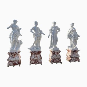 Large Italian Hand-Carved Marble Sculptures, 1970, Set of 4