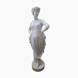 Hand-Carved Italian Marble Sculpture of, 19th-Century Young Woman, 1950s