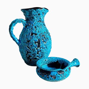 Céramique Bleue Mid-Century Moderne par Charles Cart, 1960s, Set de 2