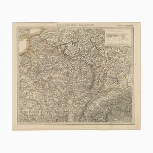 Antique Map of Alsace, Lorraine and Champagne in Northeastern France, 1858