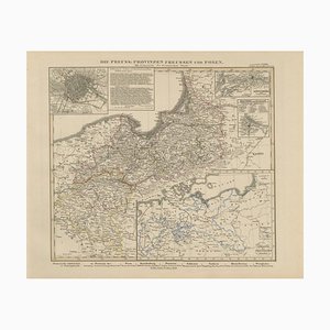 Antique Map of Prussia and Posen Insets of Berlin, 1858