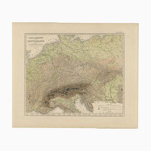 Reliefkarte von Deutschland und den Alpen mit Flüssen und Gelände, 1855