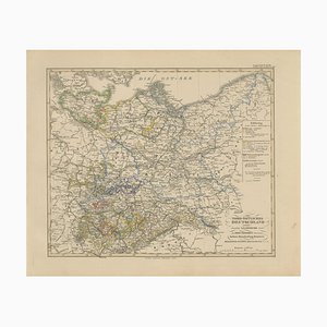 Antique Map of Northeastern Germany with Saxon & Prussian States, 1858