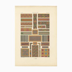 After Racinet, Celtic Knotwork and Borders Antique Print of Interlacing Patterns, 1869, Print