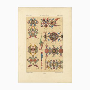 After Racinet, Gothic Illumination-Inspired Ornament Middle Ages Decorative Designs, 1869, Print