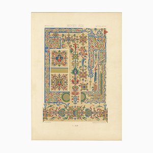 After Racinet, Illuminated Manuscript Ornament Middle Ages Decorative Borders and Motifs, 1869, Print