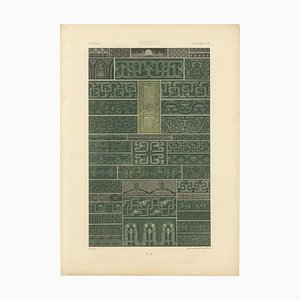 D'après Racinet, ornement chinois de motifs en bronze archaïque, 1869, impression