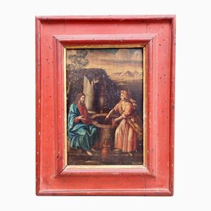 Samaritan Woman at the Well, Oil on Panel, Early 17th Century, Framed