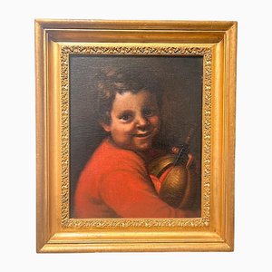 Northern Italian Artist, Boy with Melon, Oil on Canvas, Late 17th-Early 18th Century, Framed