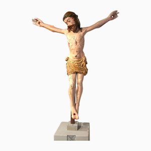 Aus Holz geschnitzter Christus mit Original-Polychromie