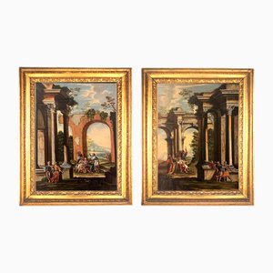 Alberto Carlieri, Capriccios Architectural avec Scènes Bibliques, Set de 2