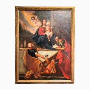 Neapolitan Area Artist, Madonna with Child and Saints Peter and Paul, Early 18th Century, Oil on Canvas