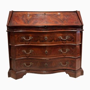 Serpentine Flap Desk in Walnut and Rosewood with Maple Stringing, Romagna, Italy, Early 18th Century