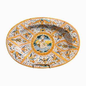 Calligraphic Tray from Deruta, 1650s