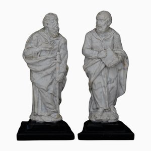 Roman Artist, Saints Peter and Paul, Carved White Marble, 16th Century, Set of 2