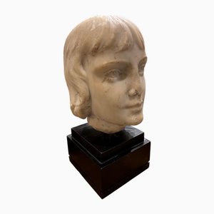 Kopf eines jungen Mannes aus weißem Carrara Marmor, Italien, 17. Jh.