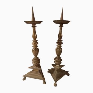 Portacandele in bronzo, XVII secolo, set di 2