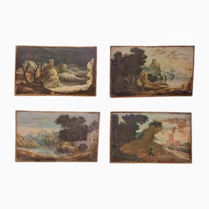 The Four Seasons Overdoor Landscapes, 18th Century, Oil on Canvases, Set of 4