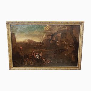 Bucolic Scene in the Roman Countryside, Roman Area of the Bamboccianti, Mid-17th Century, Oil on Canvas